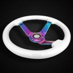 3 spoke Wooden Deep Dish Alloy wheels steering ,350mm Neo Chrome wood truck steering wheels for cars