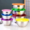 304 Stainless steel salad bowl  Korean multifunctional mixing  bowl with multi color pp lid