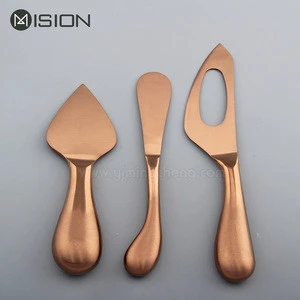 3pcs wholesale rose gold stainless steel novelty knives cheese knife set