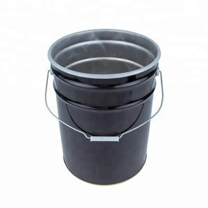5 Gallon Black Anti-rust Plastic Lining Paint Pails Steel Drums with Flower lid China Manufacturer