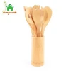 5 Set Cooking Spatula Tools Spoon Bamboo Wood Utensil Kitchen Product set with holder