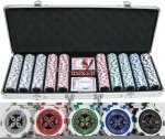 500pcs sticker poker chip set in Silver aluminium case