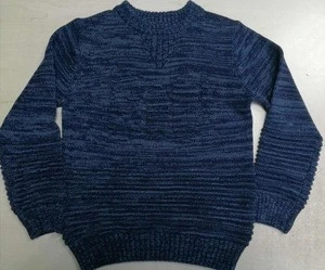 50/50cotton/acrylic custom sweater pullover kids sweater color mixed with convex pattern in 7gg