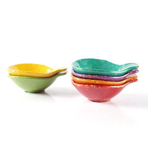 5.3&quot; x 4.5&quot; x 1.7&quot; Inch 5.74 Ounce Melamine Dipping Bowls Soy Sauce Dishes Appetizer Spoons 90 Packs Ramekins with Grip Handle