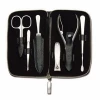 6 Piece Makeup Stainless Steel Small Oval Manicure Set Travel Manicure Kit Black Case