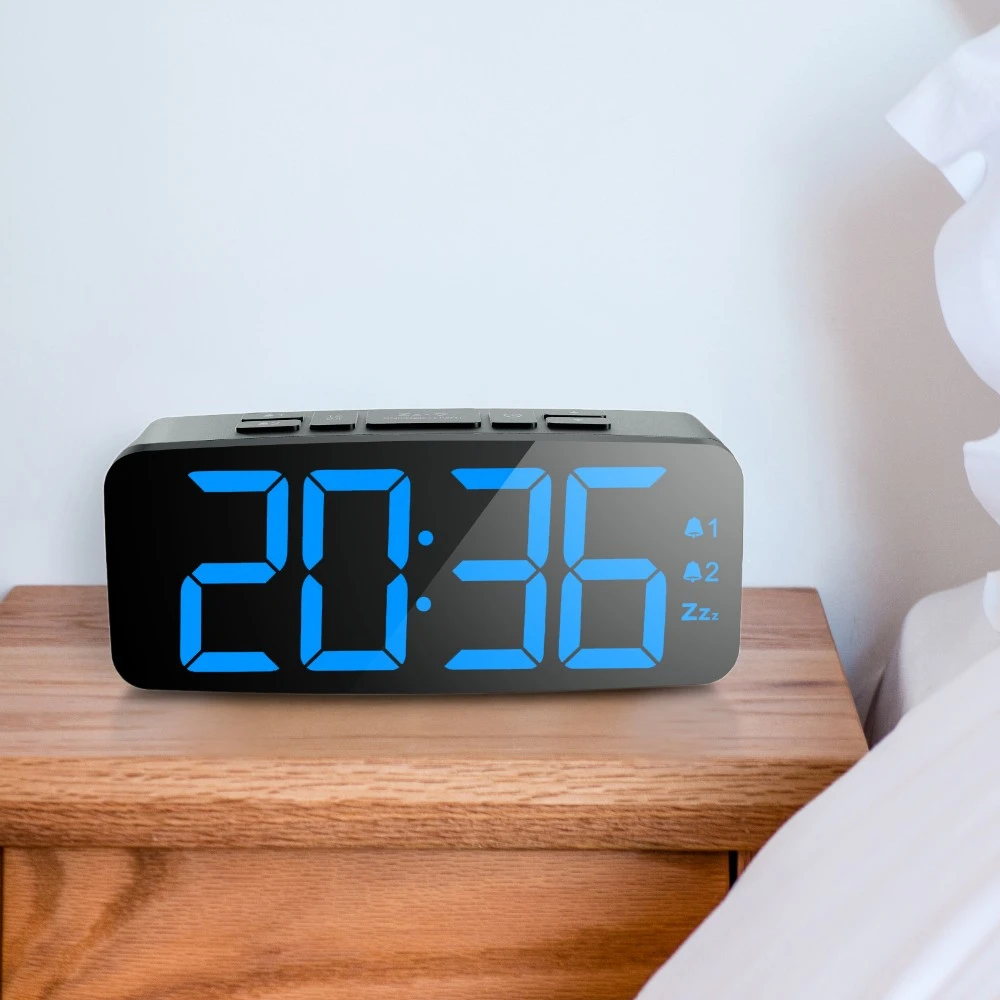6.3 Large LED Display Dual Alarms 6 level Brightness Dimmer and Snooze Desk Bedroom Bedside Digital Alarm Clock