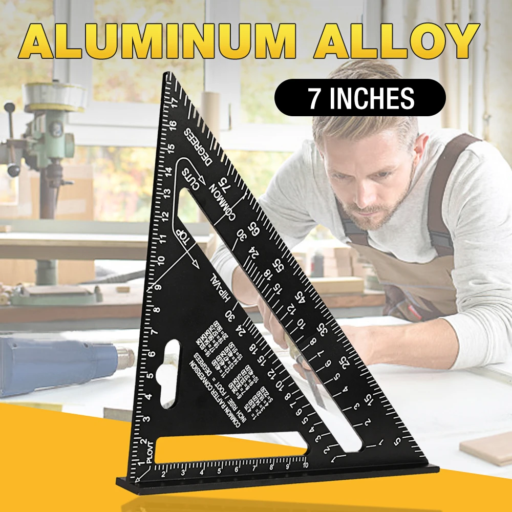 7 Inch Aluminum Triangle Ruler Alloy Angle Protractor
