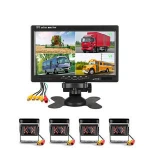 7" LCD TFT Quad Split Screen Car Monitor Reverse Image Backup Camera for truck Bus