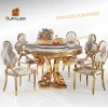 8 seater rotating round dining table marble set