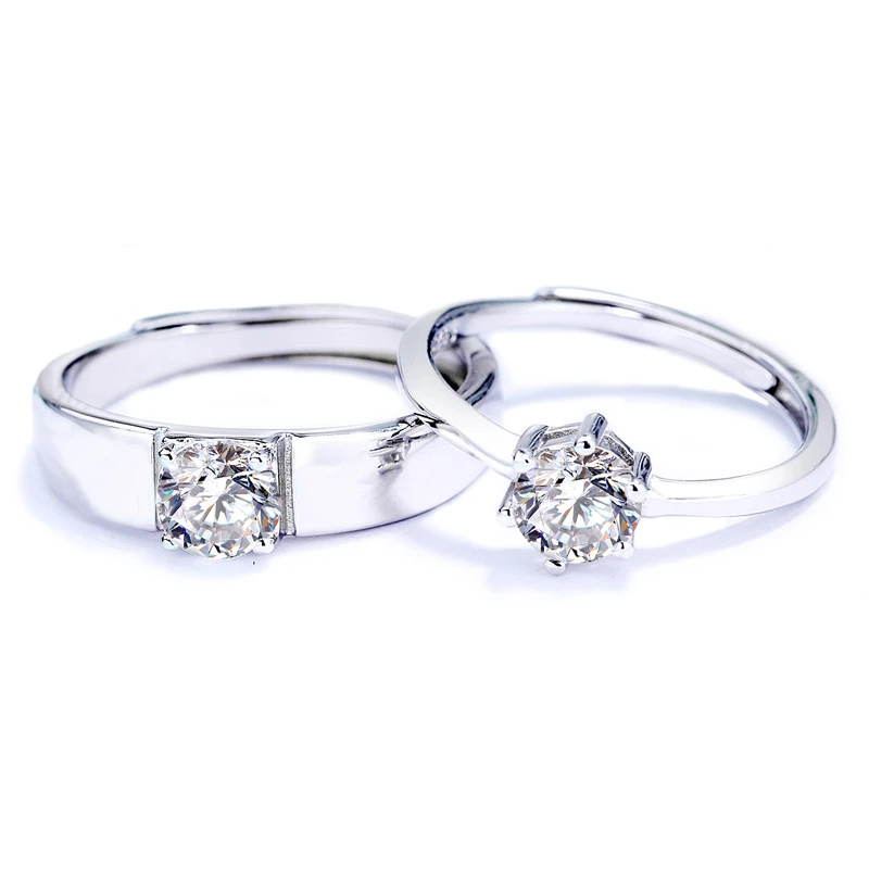 925 sterling silver white single zircon wedding ring pair engagement ring