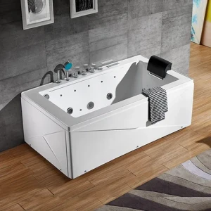 Acrylic modern minimalist white rectangular spa bathtub massage whirlpool bathtub single person 1.8 meter villa hotel apartment