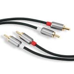 Advanced dual channel RCA audio cable for left/right audio signal output to home stereo, audio receiver, DVD or Blu-ray player.