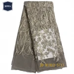 African handwork beaded embroidery fabric wedding lace dress fabric