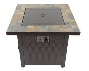 Aluminum Square Table With Firepit Stove Fire Pit Outdoor Iron Table Backyard Patio Garden Wicker Furniture Table