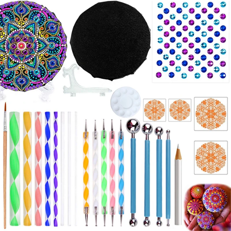 Amazon Hot Sale Mandala Dotting Tools,Stencil Painting Tools Stylus Paint Tray for Canvas Rocks Crafting Drafting Art Supplies