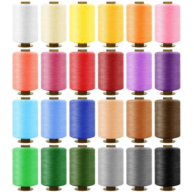 Amazon Hot Sales 24 Colors Sewing Thread Sewing Kit for Spools 100% Colored Polyester Silky for Machine and Hand Sewing
