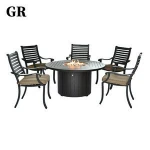 Antique Luxury Garden Outdoor Furniture Aluminum Table Fire Pit Sets