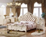 Antique style french solid wood bed frame bedroom furniture solid wood bed
