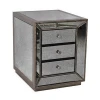 Antique Style Vintage Luxury 3 Drawers Antique Gold Beading Mirror End Tables Bedside Nightstand