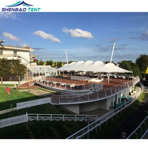 Architecture Pvdf Building Tensile Tensioned Steel Membrane Canopy Structure Tent For Stadium / Car Parking / Swimming Pool