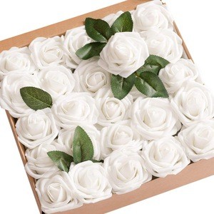 Artificial Flowers Blush Roses 25pcs Roses w/Stem for DIY Wedding Bouquets Centerpieces Arrangements