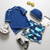 Baby and Toddler Boys&#39; 2-Piece Swimsuit Trunk and Fish Rashguard with Swim Cap