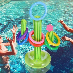 Backyard Cactus Shape Inflatable Ferrule Ring Toss Games Toy Early Educational  Set Outdoor Beach Pool  water toys for kids