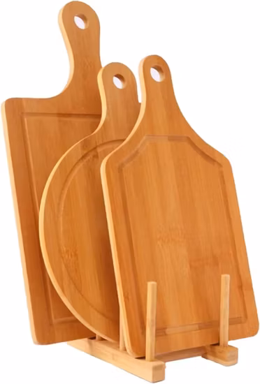 Bamboo Cutting Board Set 3PCS Meat Chopping Boards Wooden Pizza Peel Paddle with Handle