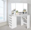 Bedroom furniture white corner curved dressing table dressing table with 5 drawers 3 mirror and stool dressing table
