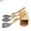 Best cooking tools camping 10 pieces silicone bamboo wood kitchen utensil set