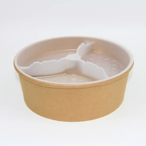 Biodegradable food grade disposable food packaging kraft paper cup take away salad paper bowl with lid