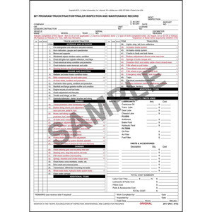 J.J. Keller BIT Program Inspection Forms - 50-Pack 3-Ply Carbon For Truck/Trailer Maintenance
