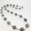 Black tahitian cut pearl with 18K gold and 18K white gold necklace 8mm to 9.7mm