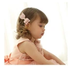 Bow child leather hairpins with glitter Kids Hairclips
