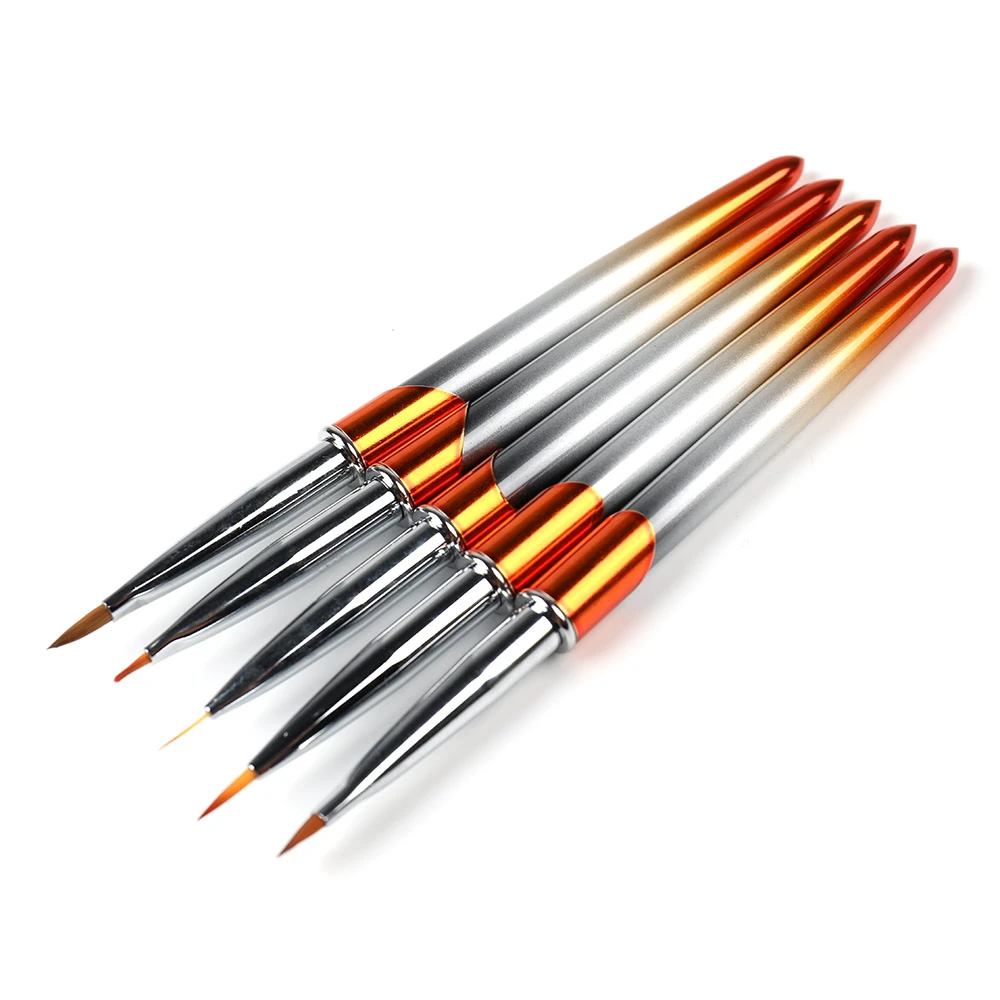 BQAN 2020 New Design Metal Handle Nail Art Petal Brush Nail Polish Painting Pen Tool Gradient Color Gel Brushes