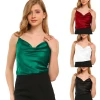 C CLOTHING Summer Women Solid Color T-shirt Camisole Sleeveless Vest Silk Satin Vest