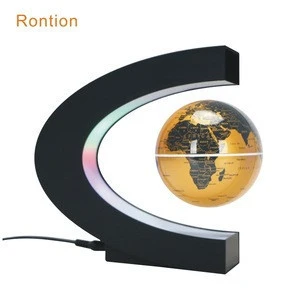 C shape Magnetic levitation floating globe with light rotating world map US EU AU UK home decoration