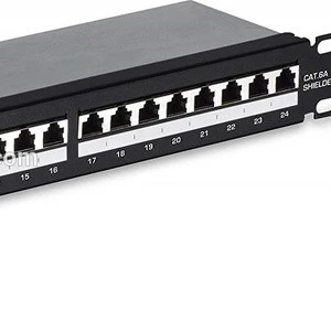 Cat6a Shielded Wallmount or Rackmount Patch Panel, Compatible with Cat6a Cabling, 24-Port ,1U 19&quot;