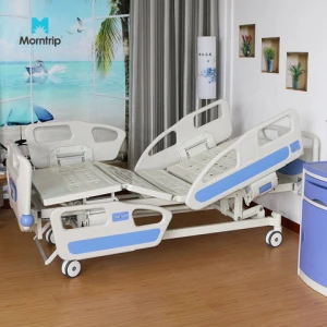 CE Approved High Quality Five Functions Medical Hospital Bed ICU Electric Patient Med Beds With ABS Guardrails