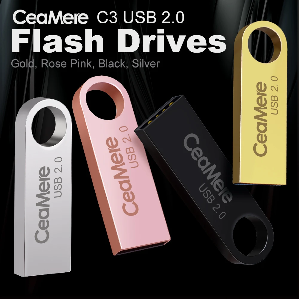 Ceamere CMC3 USB Flash Drive 128GB 64GB 32GB 16GB 8GB 4GB 2GB Pen Drive Smartphone Pendrive 2.0 USB Flash Drive customized logo