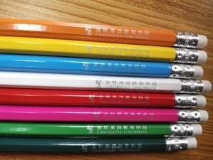 Cheap Factory Promotional Colorful Custom  Logo Wooden Pencil With Eraser