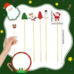 Cheap Party Holiday Supplies Bamboo Toothpicks For Appetizers Fruit Picks Christmas Custom Cocktail Stick Cake Topper Decoration