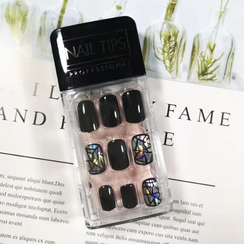 Cheap plastic holiday christmas decorative artificial fingernails reusable press on nails fake nails online 500 pcs wholesale