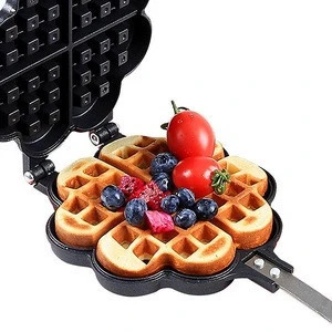Chefcoco mini stovetop cast aluminum double Belgia heart shaped waffle maker waffle iron griddle pan