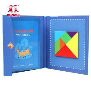 Children Montessori Educational Toy Baby Magnetic Tangram Puzzle Book For Kids