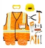 Children uniform engineer tools toy kids other pretend play set construction worker costume for Toddler, Boys