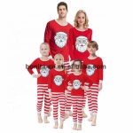 Christmas pajamas matching family outfit custom printed top and striped pants baby boys clothes Christmas Pajamas
