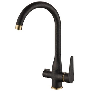 chrome black spray lacquer two handle 3 way kitchen purifier  faucet brass body Gold and silver accessories