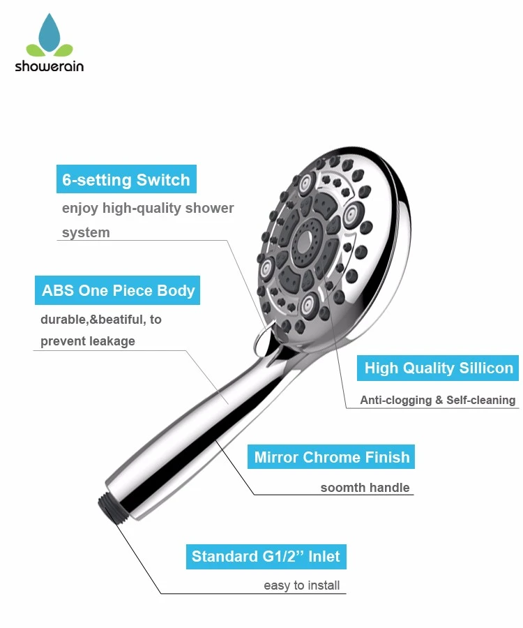 Chrome Plated Water Saving Power ABS Plastic Hand Held Shower