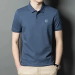 Classic Business Lapel Casual Mens Polo Shirt Half-Sleeve Group Dress High-End Slim Cotton Breathable Short-Sleeved Shirt